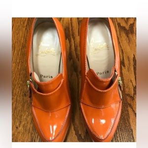 Christian Louboutin orange patent booties size 37.5